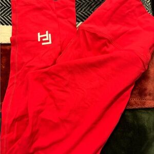 Red Athletic Leggings with Logo